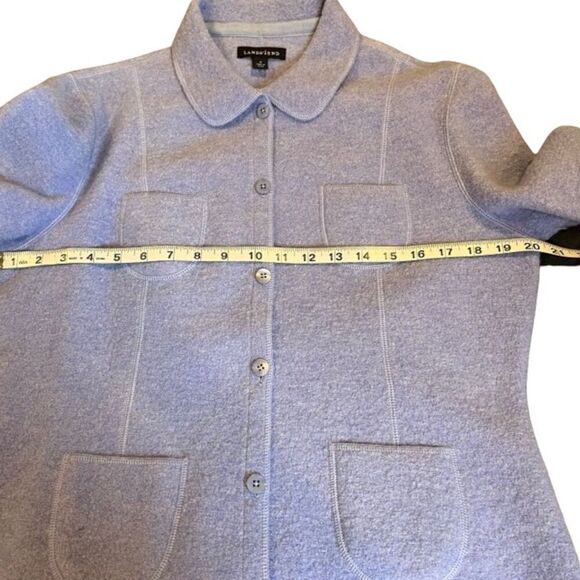 Lands' End 100% Wool Coat in Periwinkle Collared Front Pockets Size 12 - Picture 10 of 12